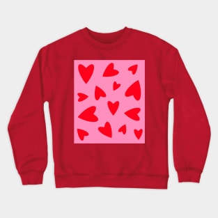 Red Love Hearts on Pink Crewneck Sweatshirt